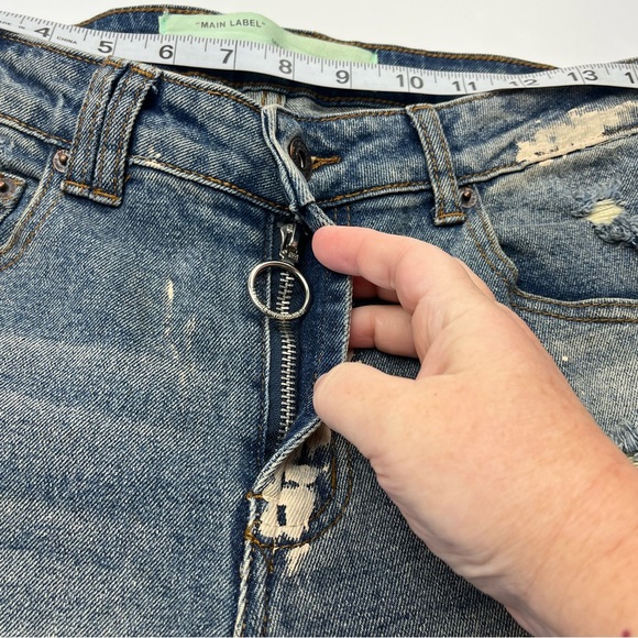 Off-White Distressed Paint Splattered Diagonal Stripe Blue Denim‎ Jeans Mens 30 - Picture 13 of 15